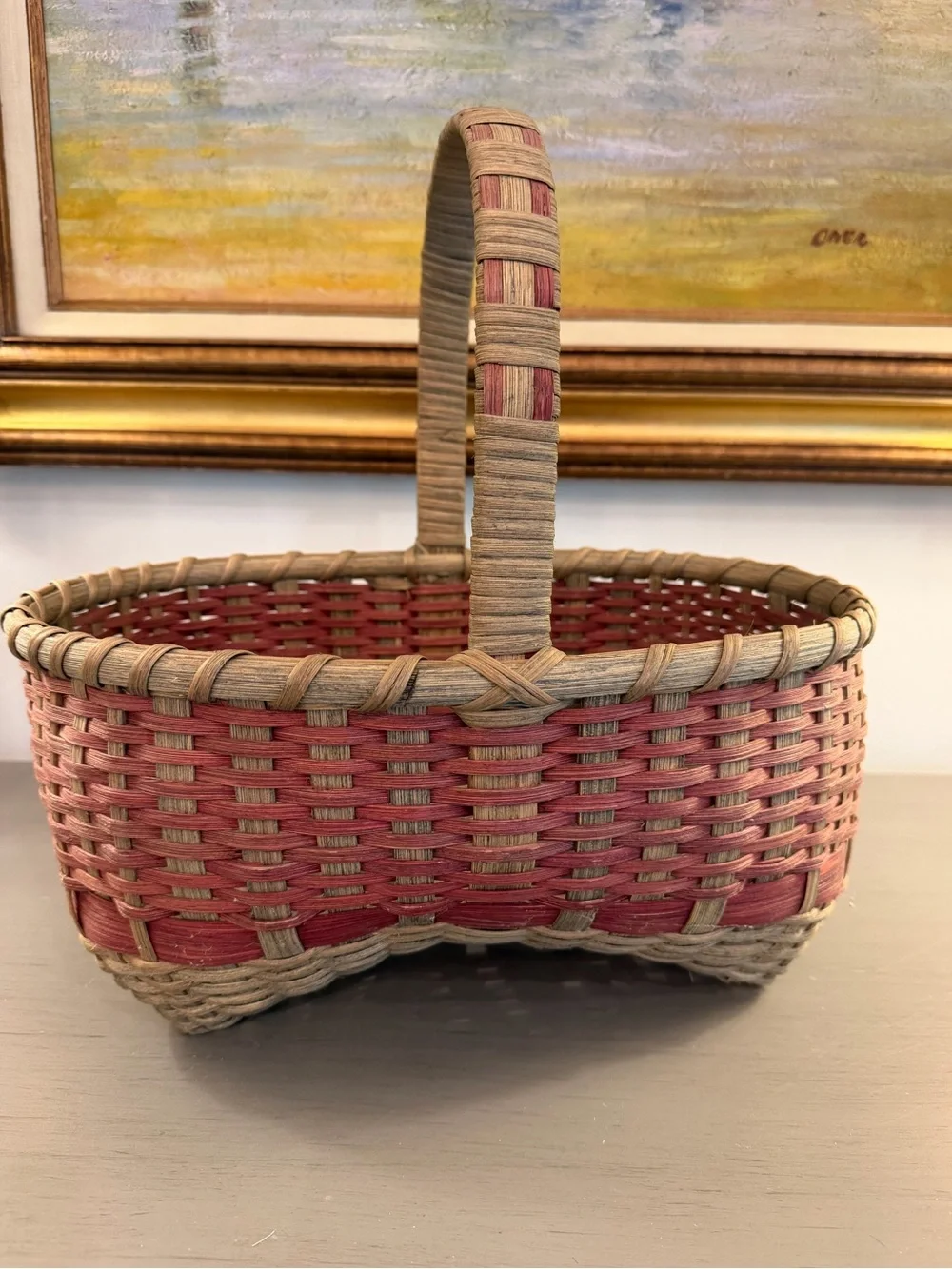 Handwoven Wicker Egg Gathering Storage Basket Oval Woven Sculpted Bottom